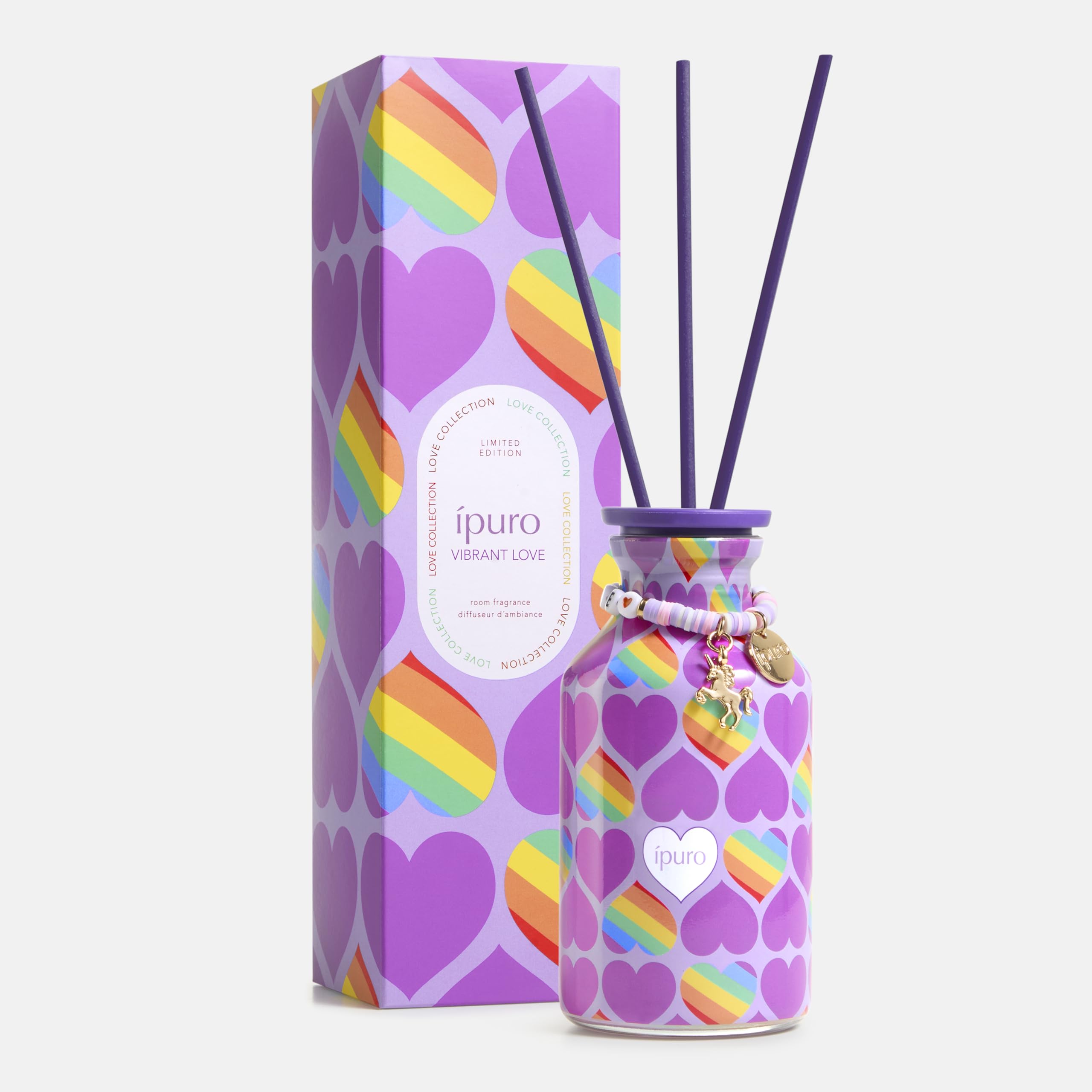 ipuro Raumduft vibrant love 240ml - Fruchtig-floraler Lufterfrischer mit Mandarine, Grapefruit, Passionsfrucht & Vanille - inspiriert von der Vielfalt der Liebe - Diffuser mit Stäbchen