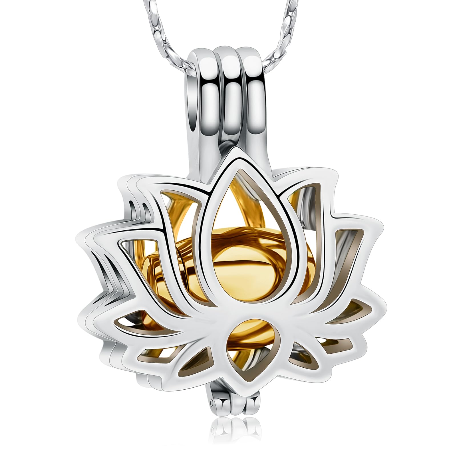 Imrsanl Cremation Jewelry for Ashes - Lotus Flower Ashes Pendant Necklace with Mini Keepsake Urn Memorial Ash Jewelry