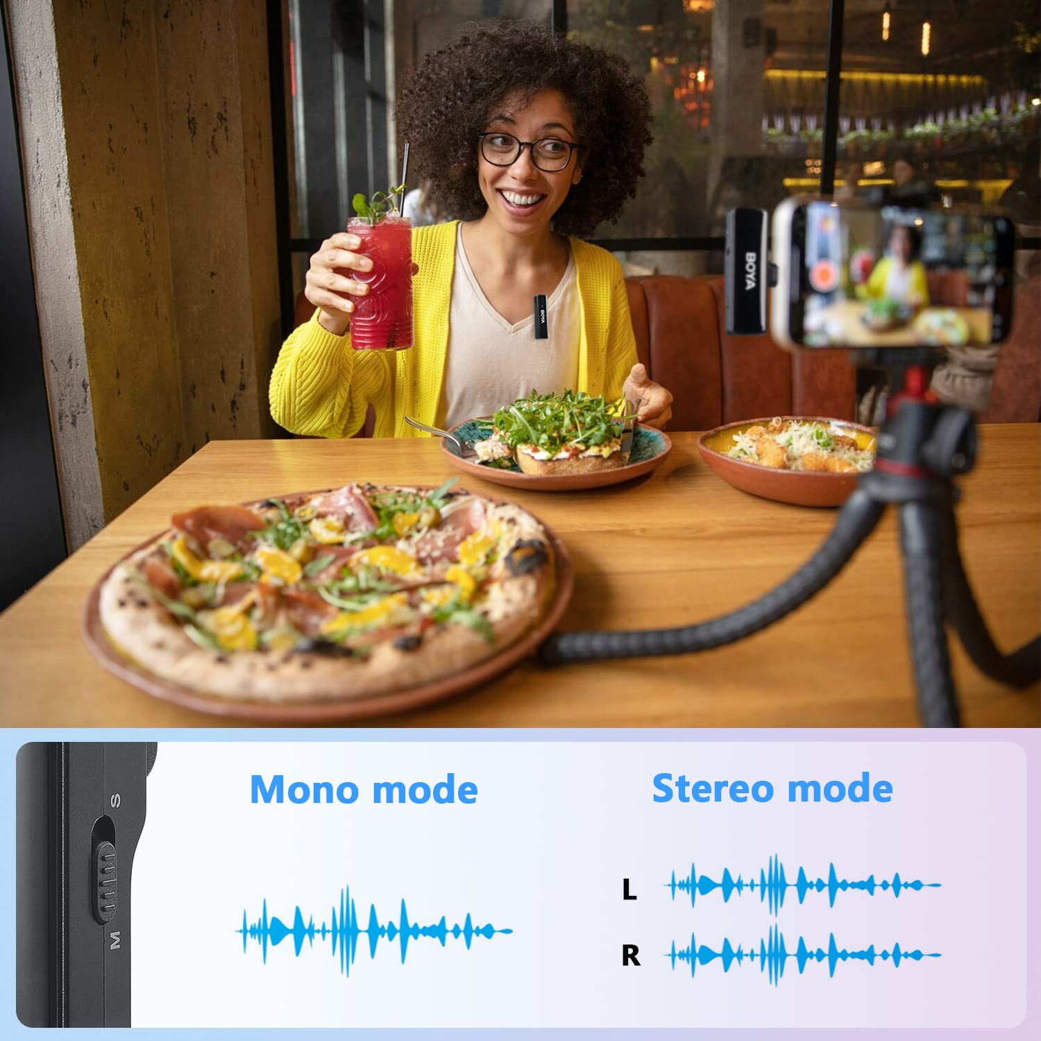 BOYA Micrófono Lavalier inalámbrico dual de 2.4 GHz para cámara DLSR/iPhone/Android, micrófono inalámbrico de doble solapa para transmisión en vivo, video, vlog, podcast (TX+TX+RX)