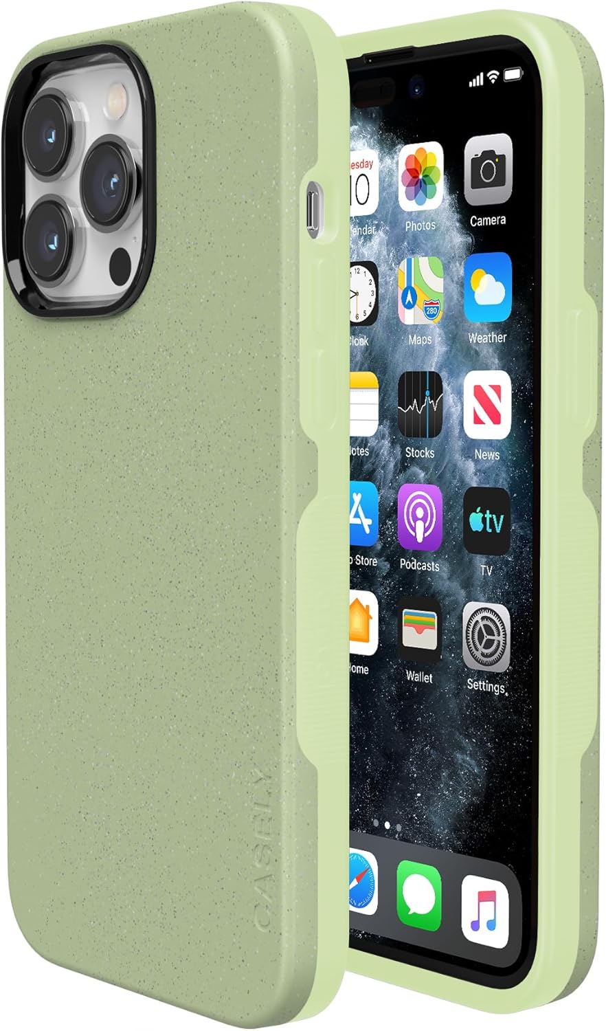 Casely iPhone 14 Pro Max Case | Kiwi Kiss | Matcha Green Shimmer | Bold Protective Design | Compatible with MagSafe