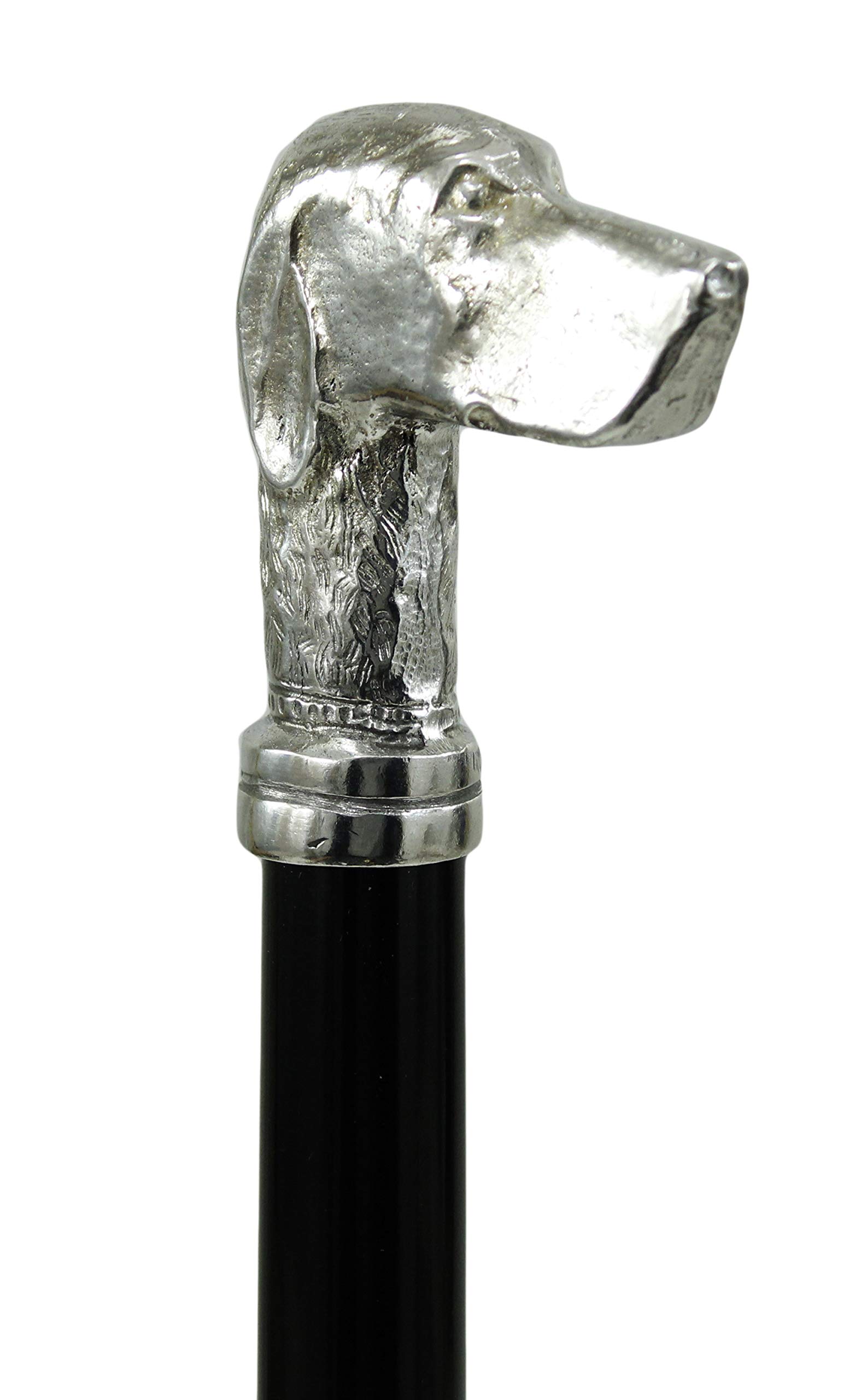 Bastón para caminar, perro puntero, personalizable en color, longitud y punta, (haya negra (N))