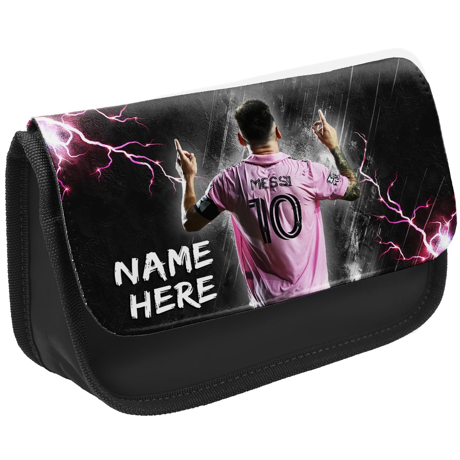 KRAFTYGIFTS Personalised Messi Pencil Case Football Legend Miami School Pen Bag Boys Footballer Stationary Gift NLP47