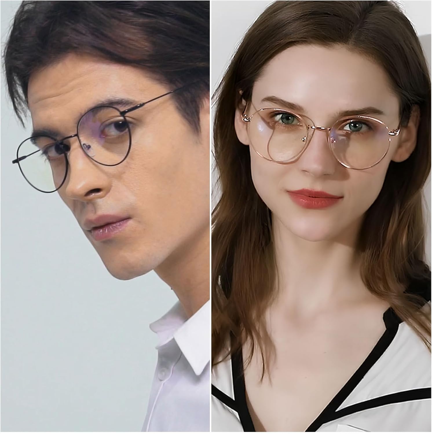 ANDWOOD Blue Light Blocking Glasses Women Men Small Face Computer Clear Bluelight Blocker Super Lightweight Metal Frame Round - Image 4