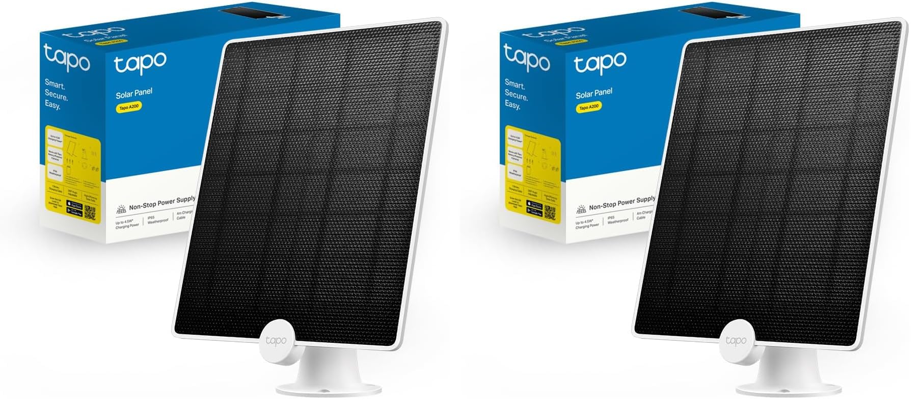 Tapo TP-Link A200 Pannello Solare 4.5W, 5.2V, Micro Porta USB, Energia Solare Non-Stop, Celle in Silicio Monocristallino Premium, IP65 Impermeabile, Regolabile a 360°, Cavo di Ricarica da 4m