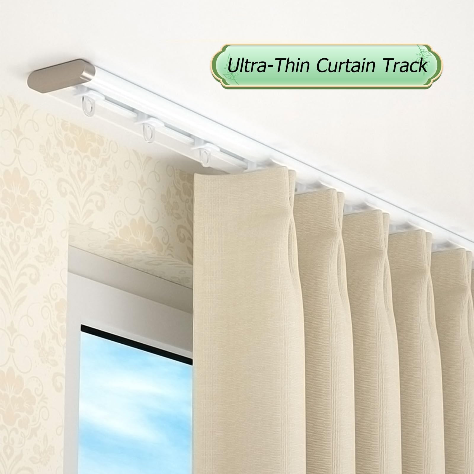 Rideau de plafond en aluminium 270 cm adhésif coulissant séparateur de pièce pour salon, salle de bain, chambre à coucher, système de rail de plafond suspendu