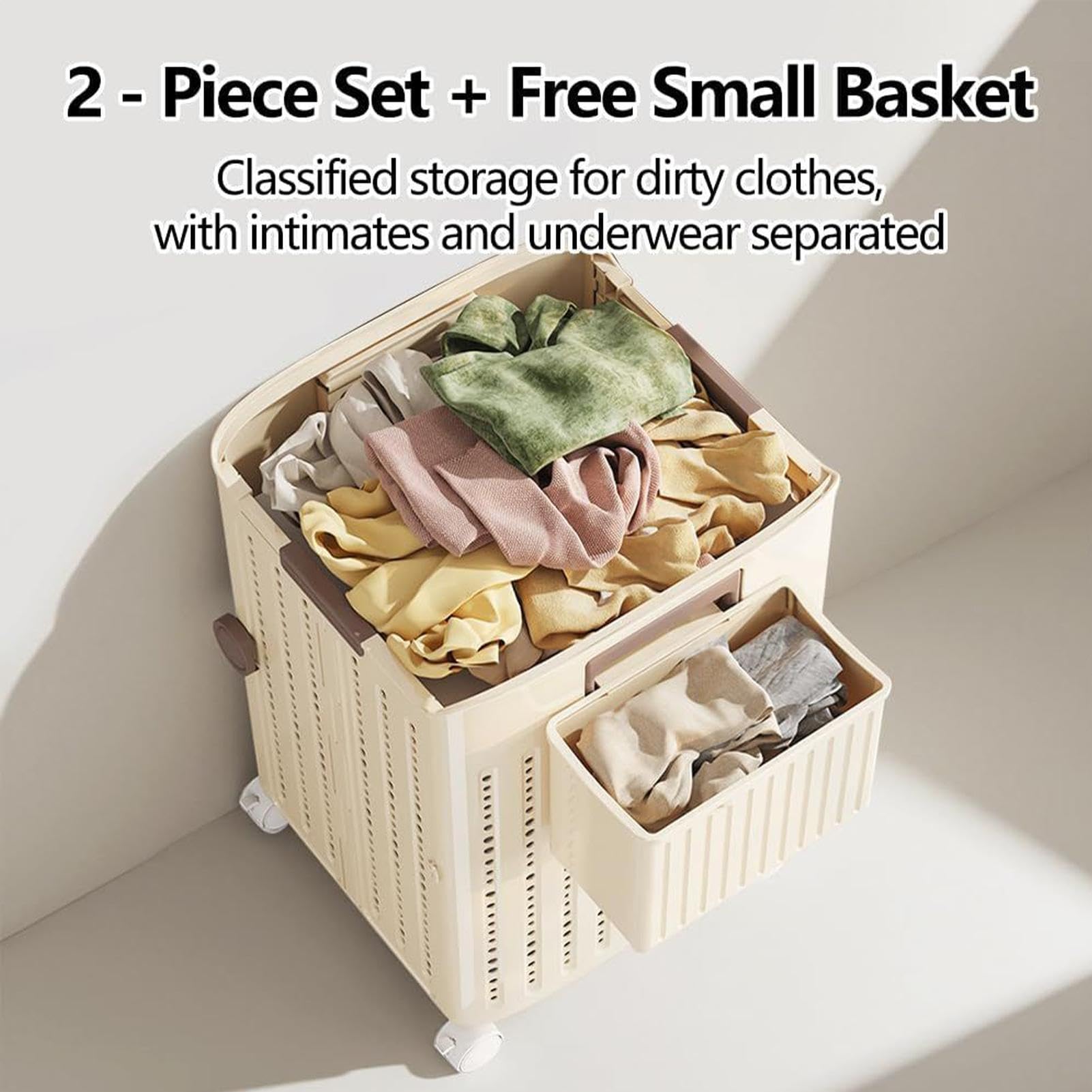 Panier à Linge Équipé de Roues | Panier à Linge Pliable Avec Roues | Cube de Rangement de Linge Pliable Pour Serrés Chambre Salle de Bain Petits Espaces