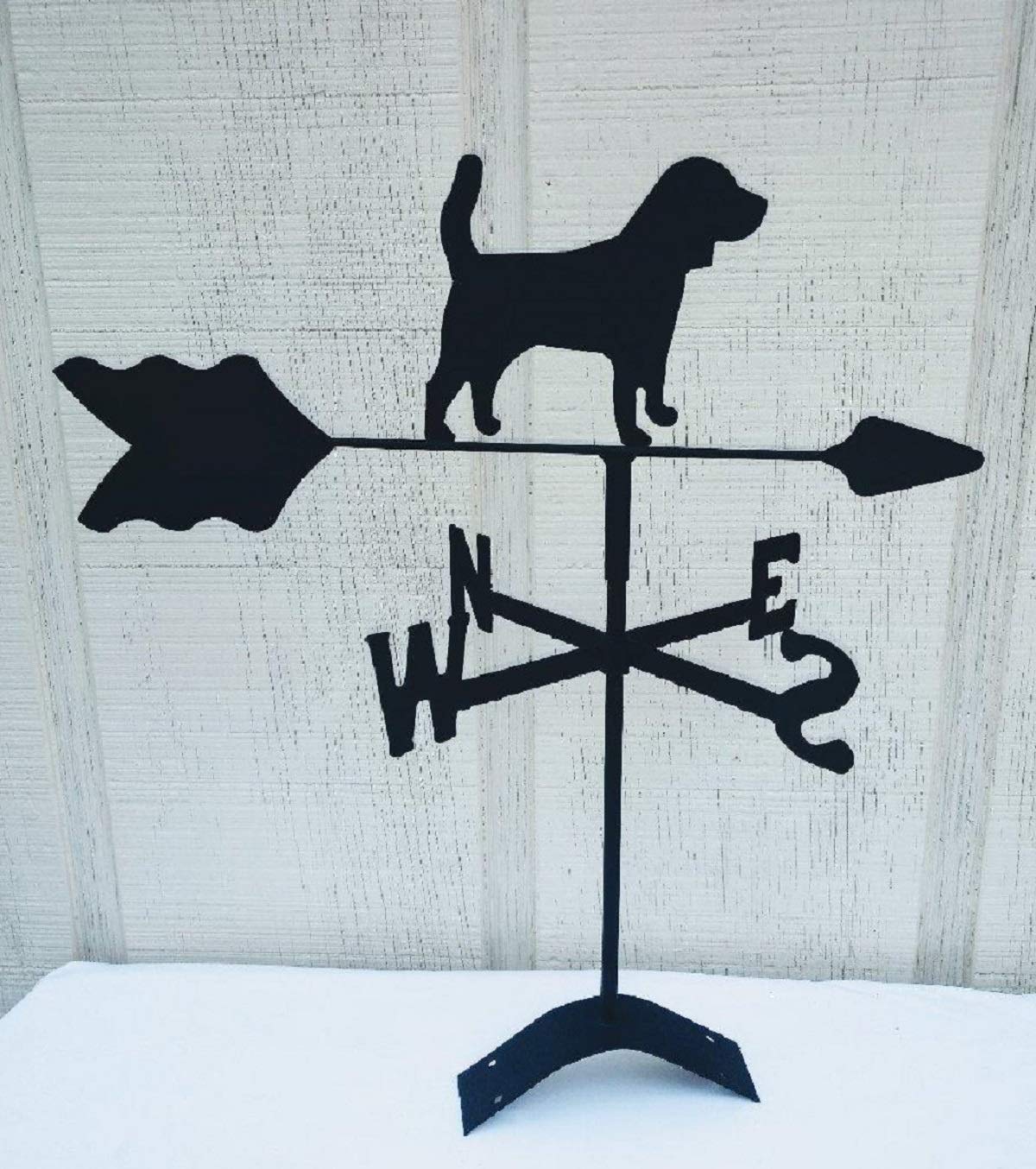 The Lazy Scroll Beagle Roof Mount Weathervane Black Wrought Iron Look