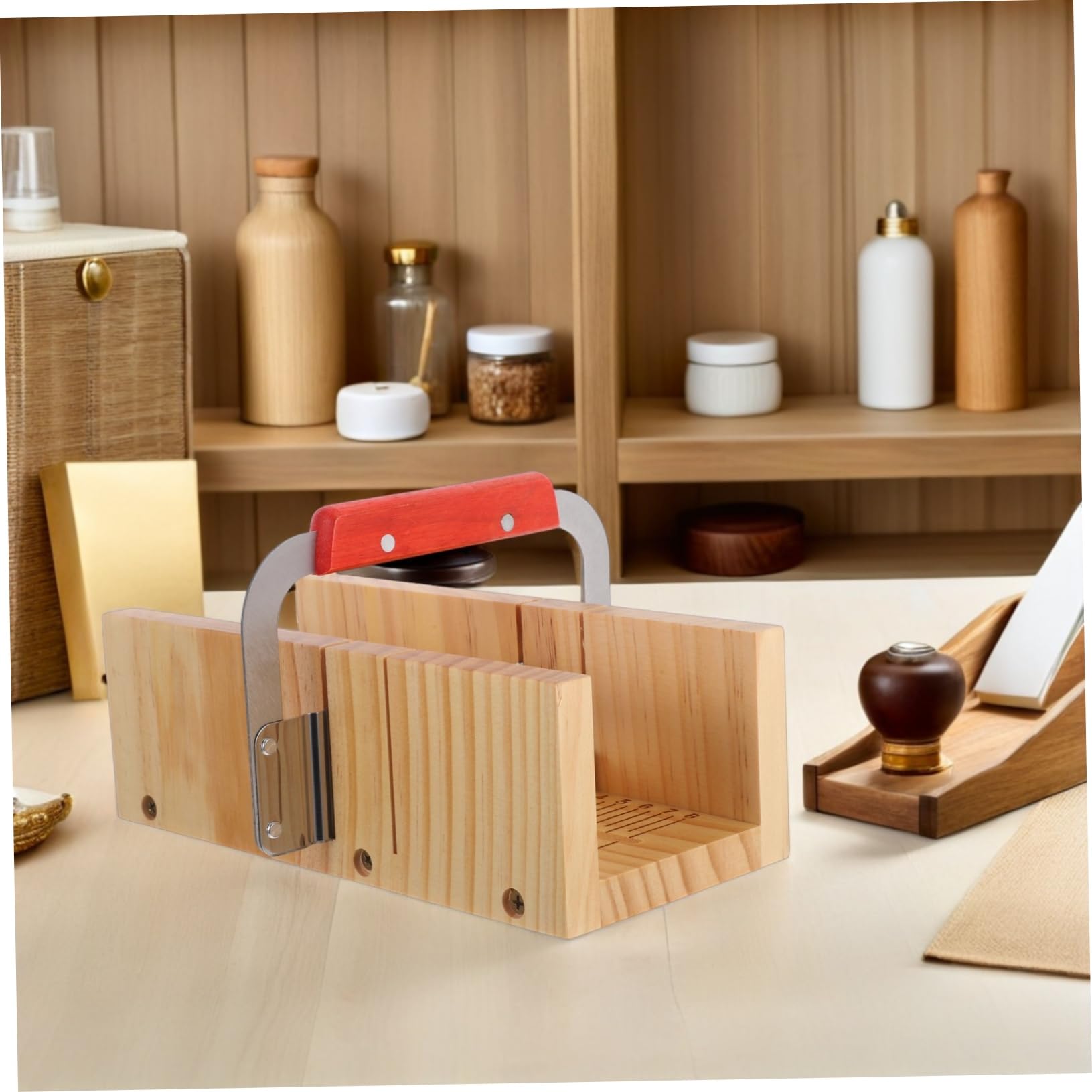 Gatuida Porta Sapone in Legno Pialla Smussatrice per Saponi Affettatrice per Sapone in Inossidabile e Stampi per Produzione per Casa e Piccoli Laboratori