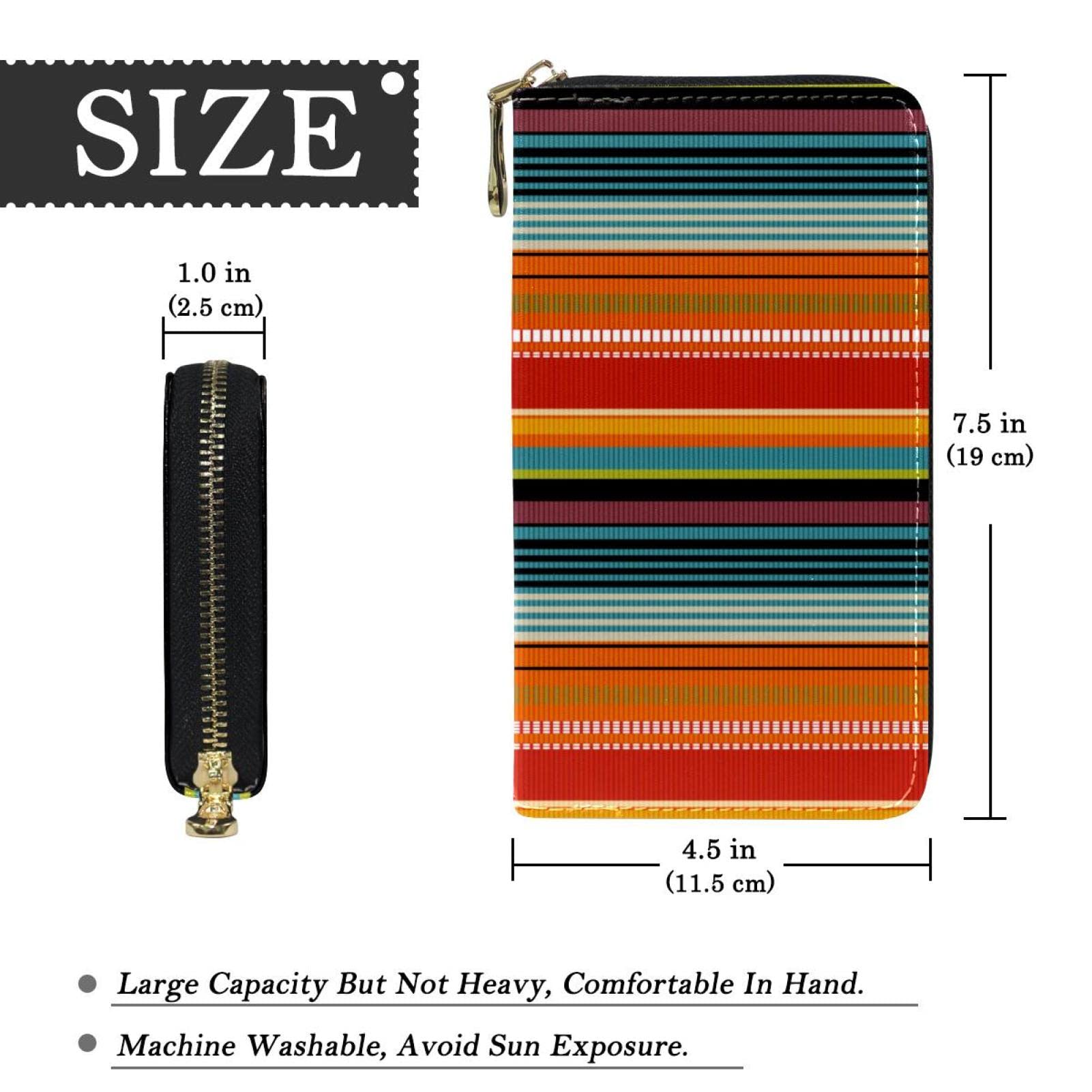 Cartera de piel con cremallera larga con patrón retro noble personalizado, Varios colores, 20.5x2.5x11.5cm/8.07x1x4.53 in, Classic