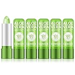 Ownest 5 Pcs Aloe Vera Lip Balm, PH Color Changing Lipstick, Change from Green to Natural Pink, Deep Hydrating Tinted Lip Balm, Daily Lip Moisturizer for Dry Cracked Lips, with Real Aloe Vera
