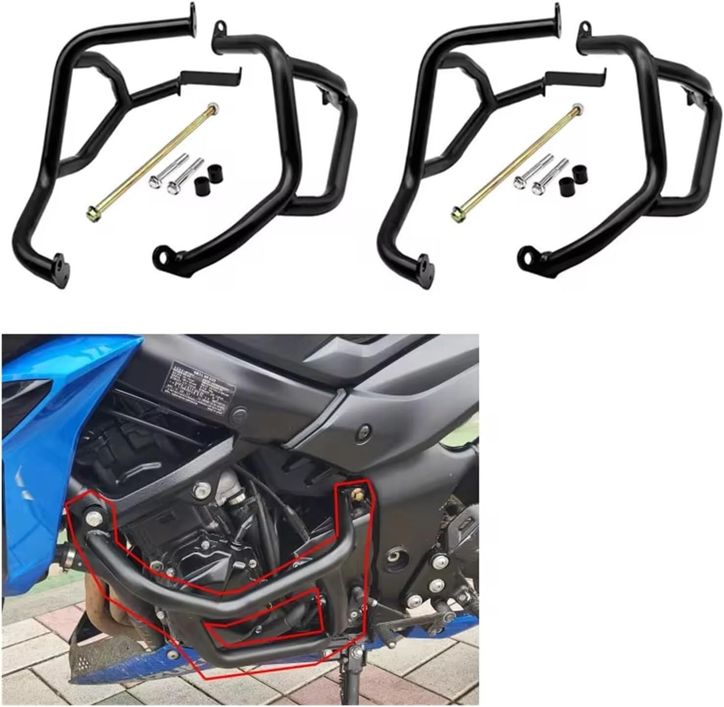Barre protezione moto Telaio per barra di protezione per motocicletta per Suzuki GSX-S750 2017-2022, per motore