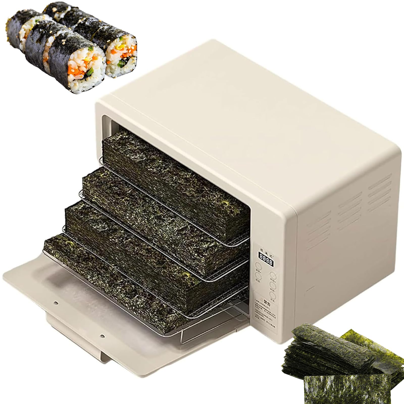 Suszarka do wodorostów 12 l, 4-poziomowa elektryczna suszarka do żywności, chrupiąca nori, warzywa i przekąski do domowego sushi i kuchni
