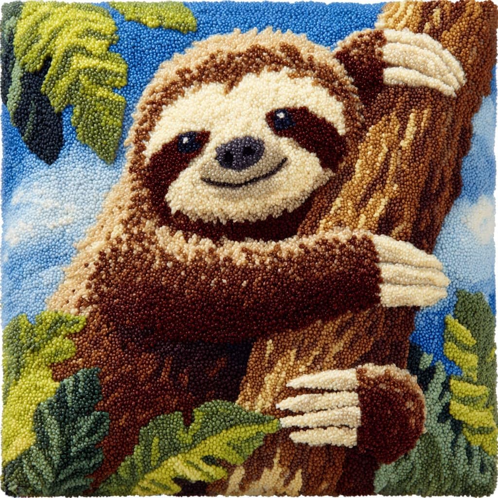 Henypt Latch Hook Kits Pillow Sloth