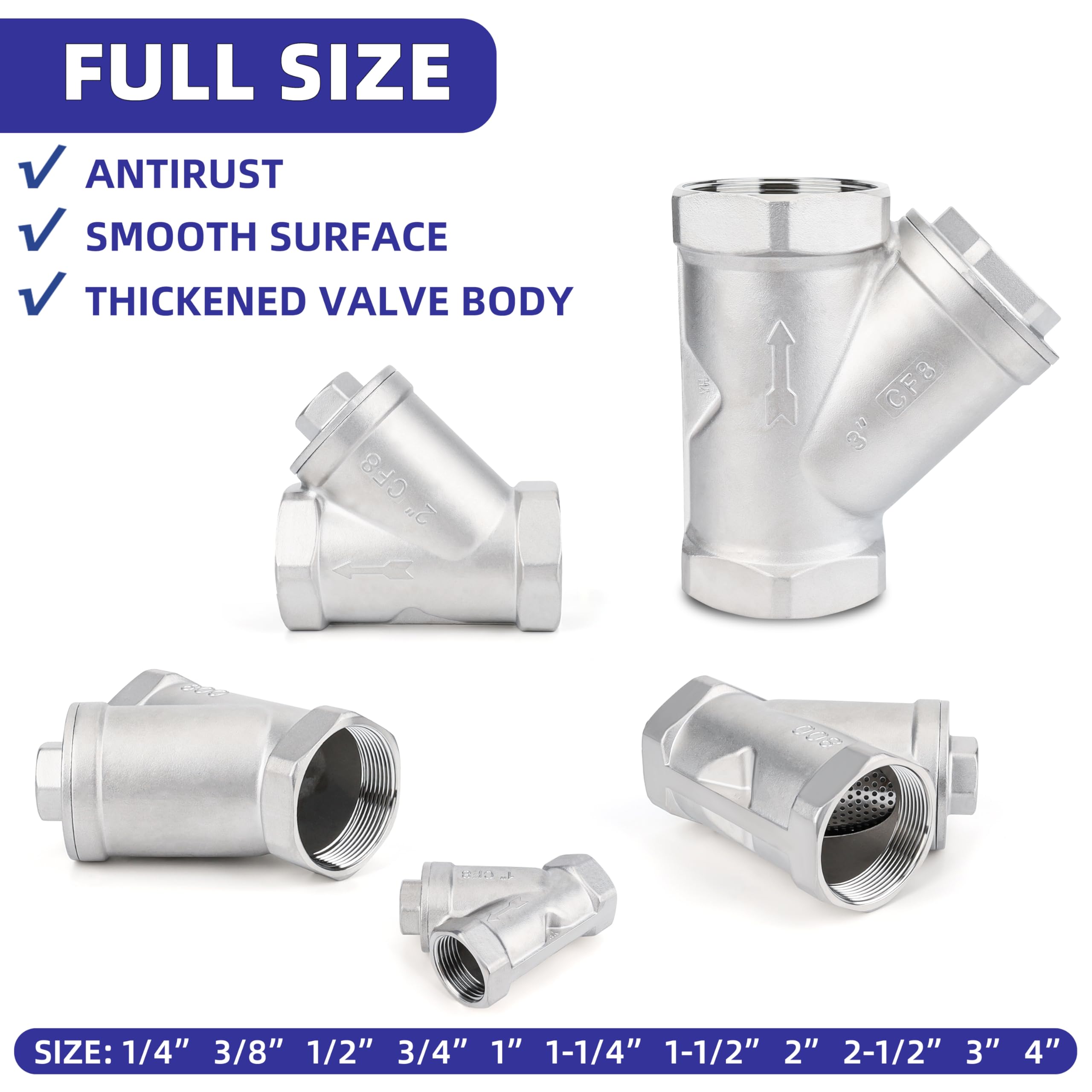 1" NPT Industrial Plumbing Y Strainer, 304 Stainless Steel, Female Thread — Amazon image 6