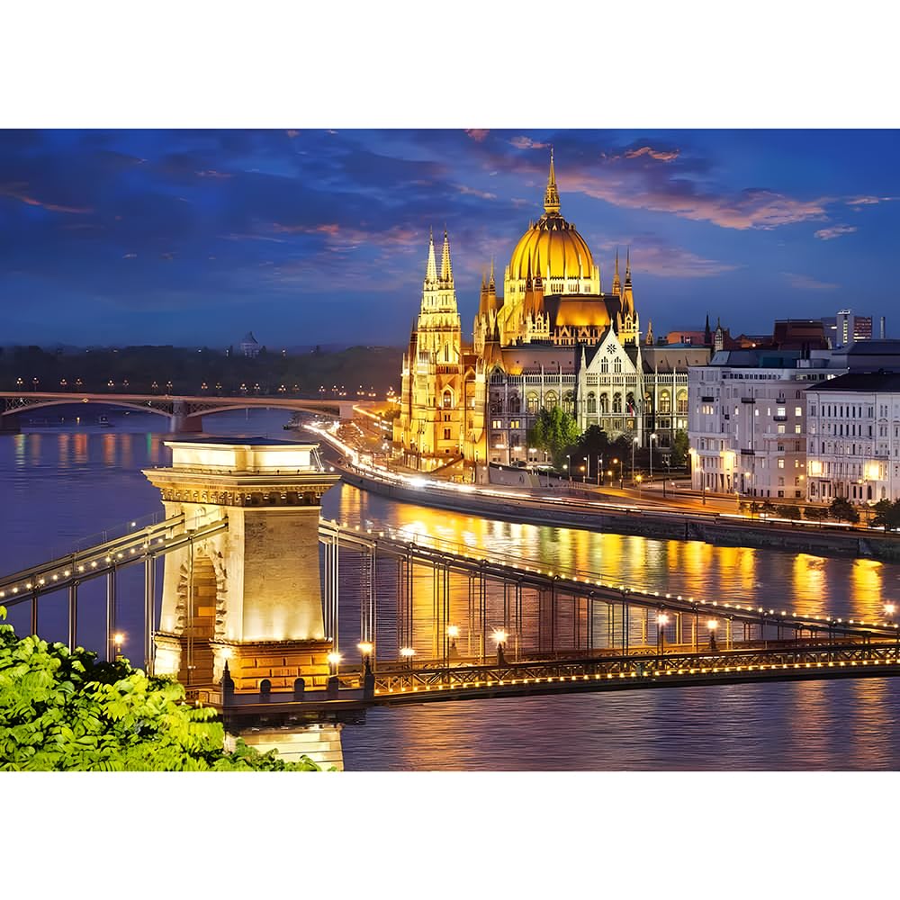 100（45.5x35.5cm）‑Piece Adult Jigsaw Puzzle, Budapest at Night, Family Game & Wall Decoration, Gift for Family and Friends
