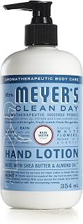 Mrs. Meyer's Clean Day Hand Lotion, Hand Cream for Dry Hands, Non-Greasy Moisturizer Made with Essential Oils, Cruelty Free Formula, Rain Water Scent, 354 ml Bottle