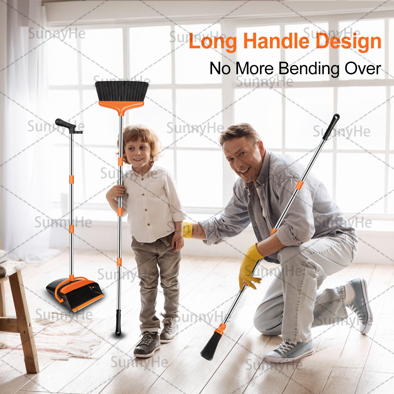 Set Scopa e Paletta Con Manico Lungo da 115 CM