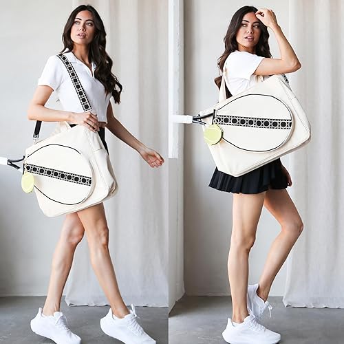 Miniatura 4 de Bolsa de tenis para raqueta deportiva - Bolsas para mujer, bádminton unisex, correa de hombro a rayas, Pickleball