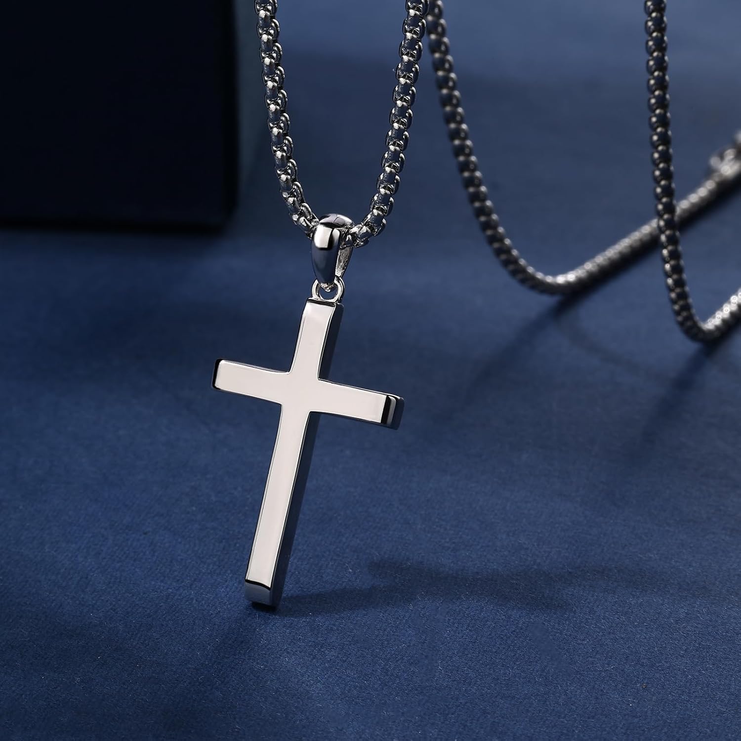 Small Dainty Cross Pendant Necklace 925 Sterling Silver for Women with 18", 20" Sturdy Chain 14K White Gold Plated