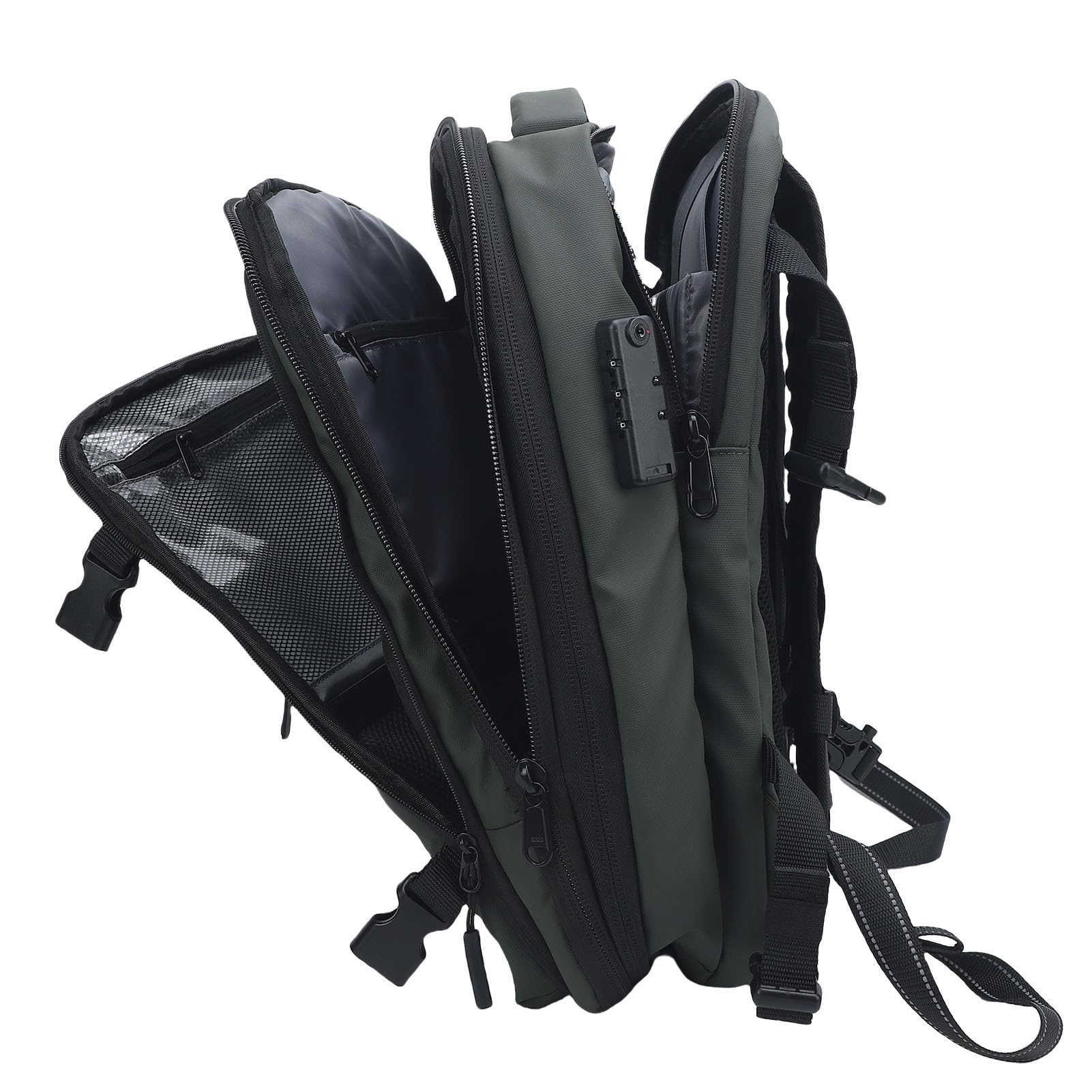 Gugxiom Sac à Dos, 36L-55L Extensible Sactual de Voyage Compression Sous Vide avec Pompe à Air, Preuve de L'eau et Sac à Dos D'ordinateur Portable Anti-vol pour la Randonnée, les