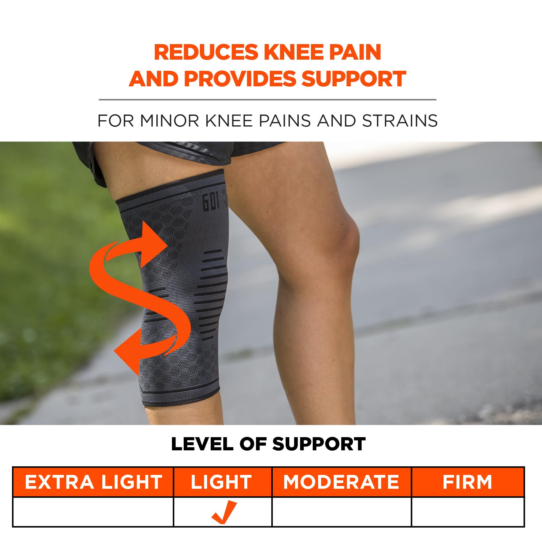 Ergodyne ProFlex 601 Knee Compression Sleeve Support for Men and Women Black, Medium