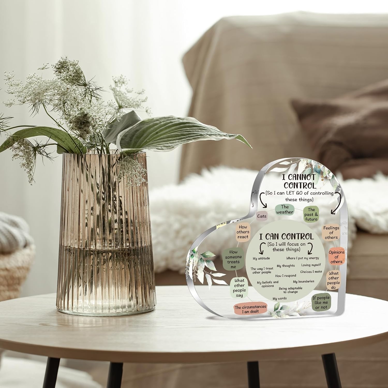 Mental Health Things I Can Control Decor Gifts for Women, Mindfulness Decor for Therapy Office Acrylic Heart Gifts, Psychology Art Decor for Treatment Room Office School Classroom - Image 6