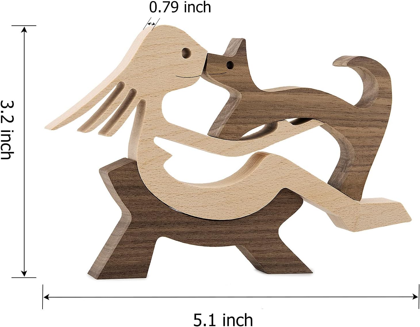Desk Decorations Girl Figurines and Cat Ornaments Wooden Accent Decor Home Accessories Decorative Objects