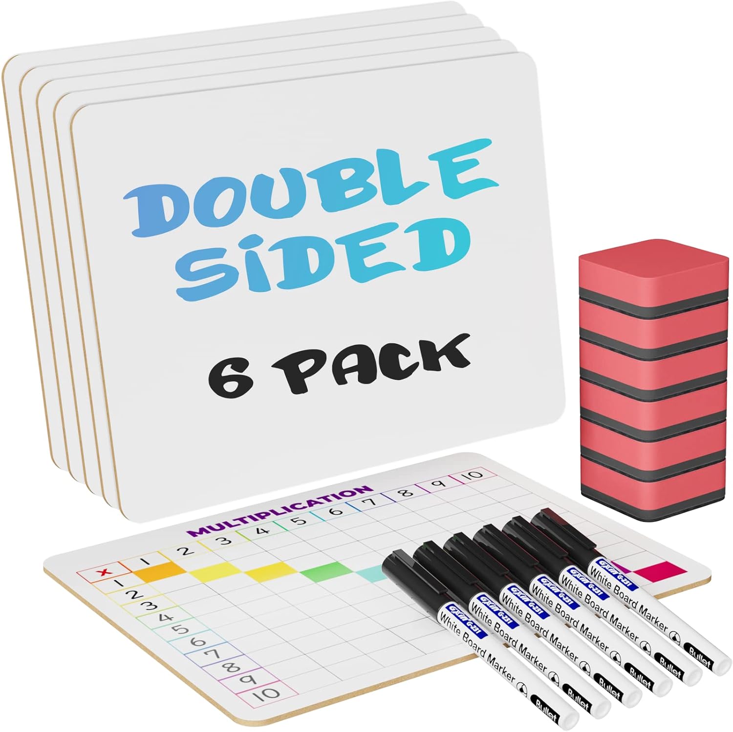 MaxGear Set of 6 Small Whiteboard Dry Erase Boards, 9" x