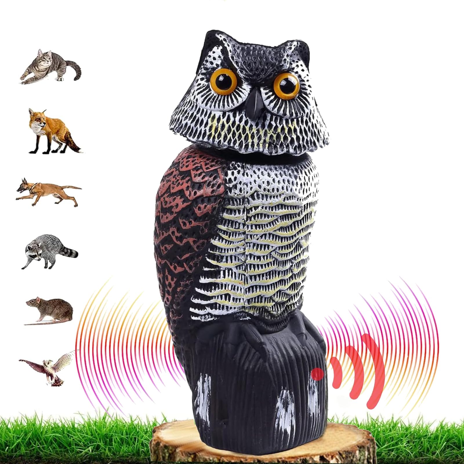 BobbleHead Eule Als Vogelscheuche – 21 Cm, Kunststoff, Wackelnder Kopf, Für Garten & Balkon
