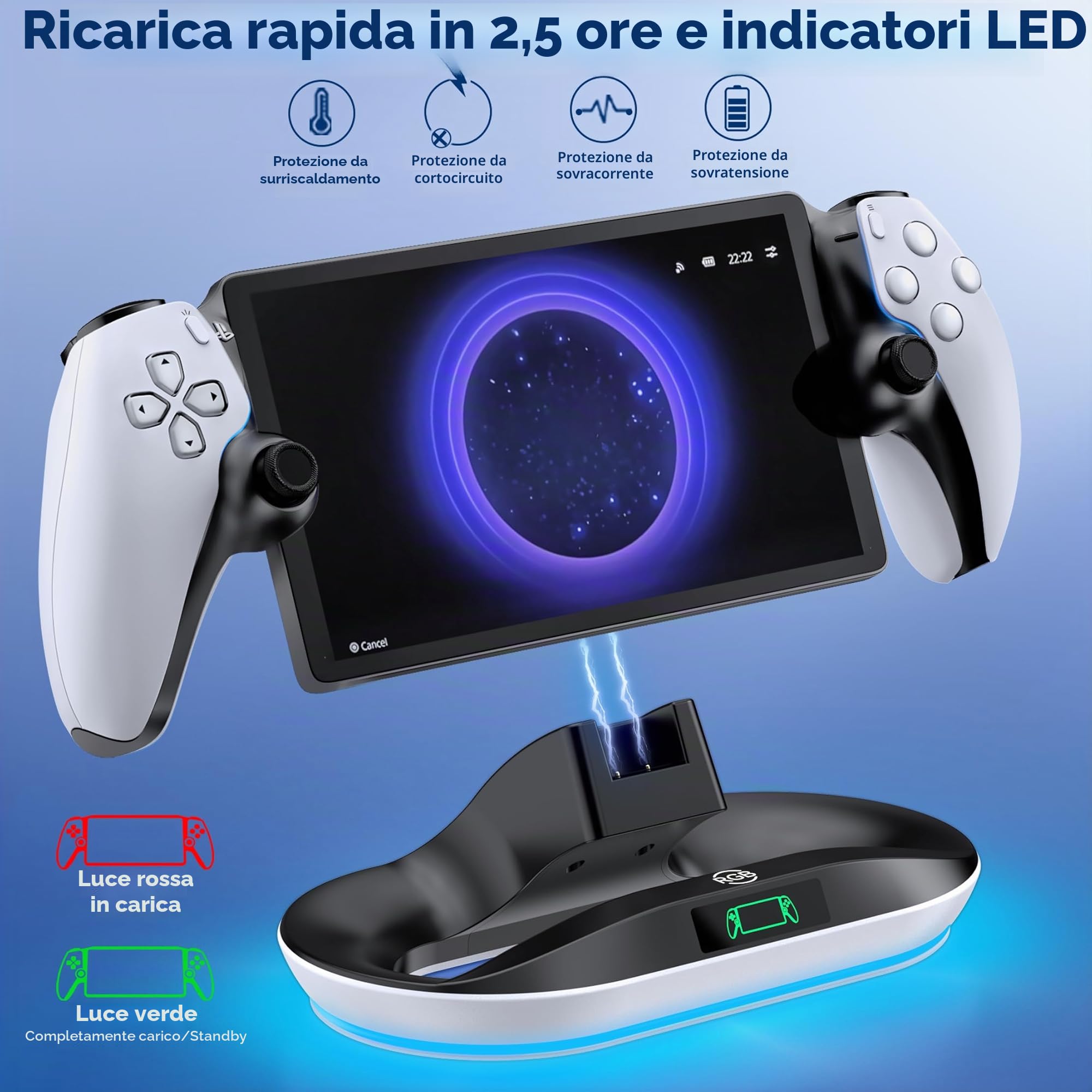 Supporto per PS Portal Caricabatterie Remote Player, Stazione Ricarica PS Portal, Supporto Playstation Portal con Connettore Magnetico, Accessori per Base Ricarica PS Portal