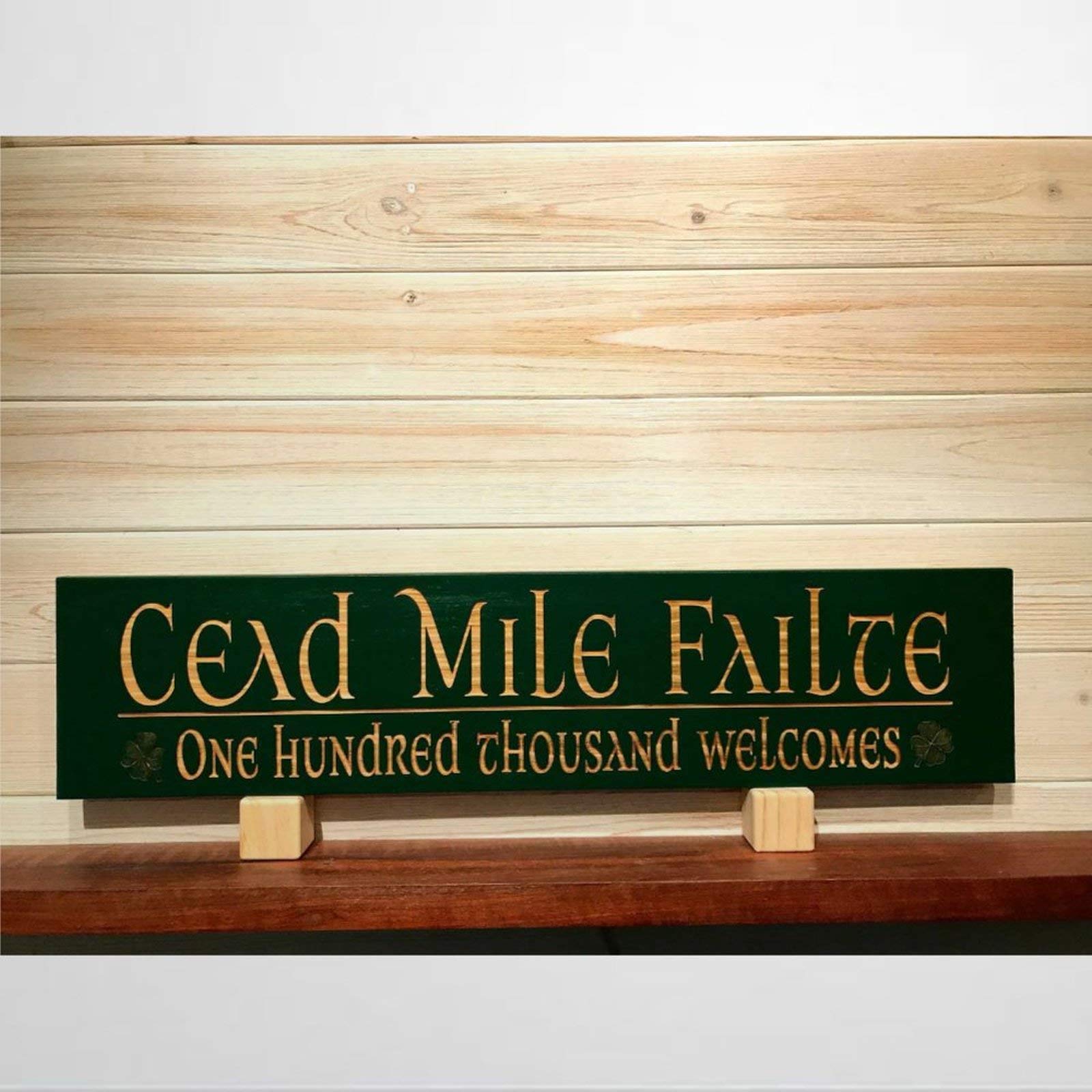 EricauBird CEAD MILE FAILTE One Hundred Thousand Welcomes Wall Plaque Personalized Custom Sign Wooden Sign Wood Plaque Wall Art Wall hanger Decor 10x45cm sv061