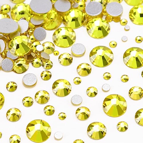 2650 diamantes de imitación redondos de cristal con parte trasera plana de cristal, 6 tamaños de 0.069 a 0.239 pulgadas, piedras preciosas sueltas