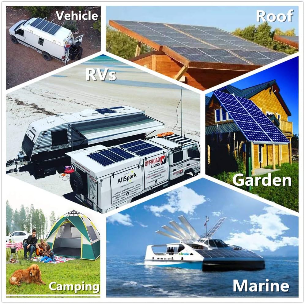 400 Watt Solar Panel Kit for Boat 12V 24V Battery Charger, 4pcs 100W Polycrystalline Solar Panels with 40A LCD Charge Controller + Accessory