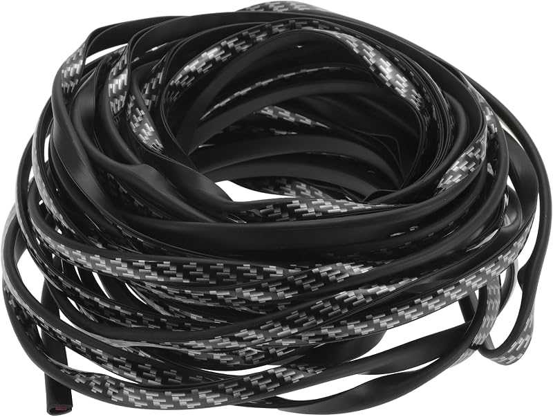 Protetor de Soleira e Borda de Porta Automotiva em PVC com Perfil U, Estampa de Fibra de Carbono, 12 m