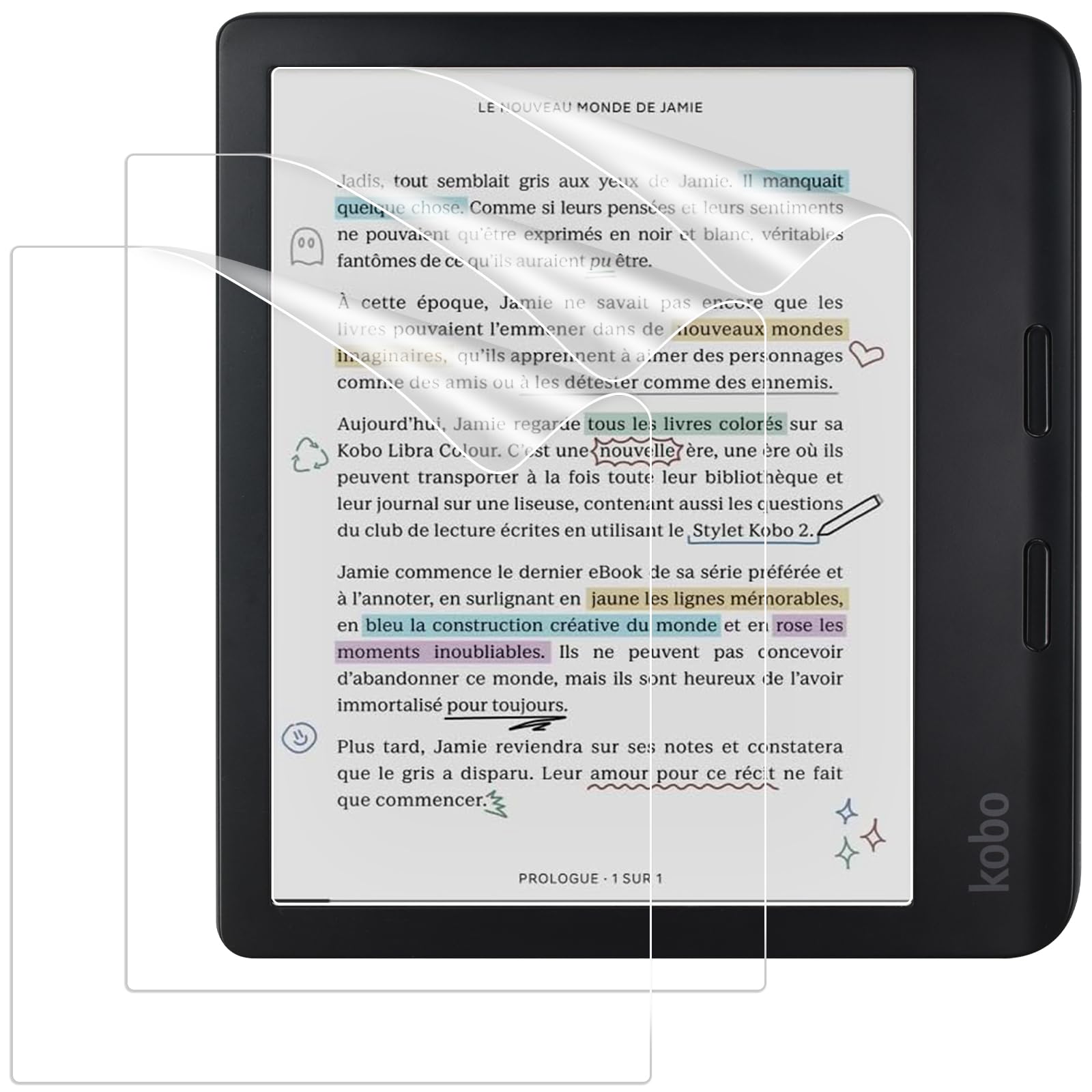 Caweet Screen Protector for Kobo Libra Colour 7 Inches 2024/Kobo Libra 2 E-Reader 7