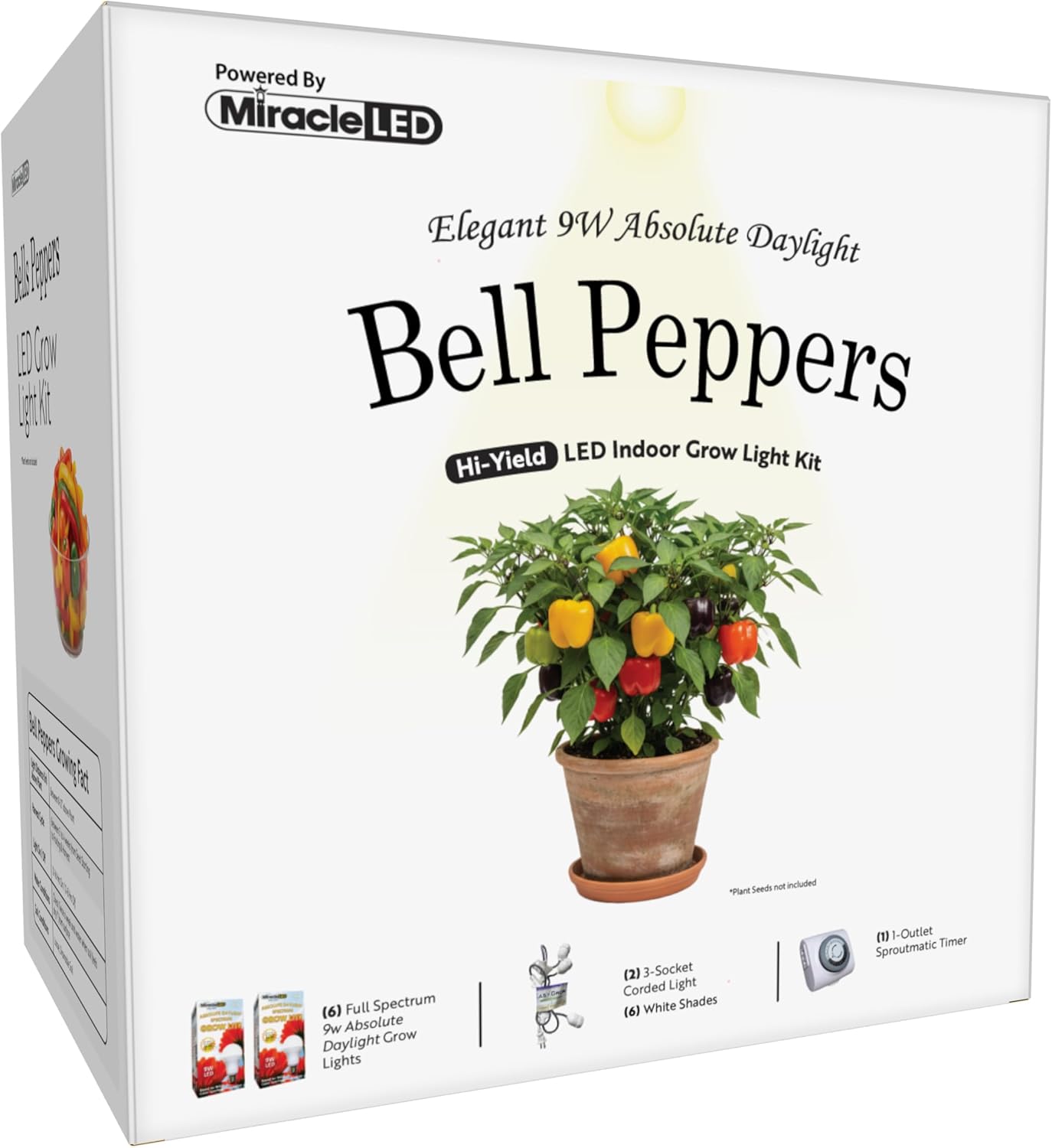 Miracle LED Elegant Bell Peppers Starter Grow Light Kit 3-Socket Full Spectrum (2- Pack)