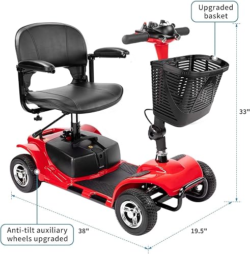 Miniatura 3 de Cebihy Patinete de movilidad de 4 ruedas, patinete móvil eléctrico para adultos mayores con luces plegable y compacto de viaje con cesta y batería