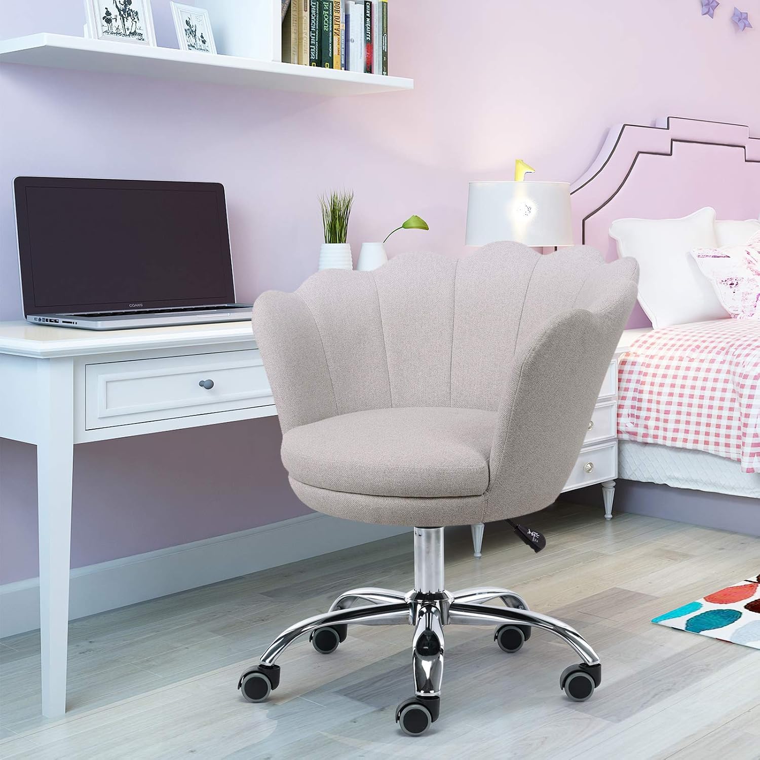 Amazon.com: SSLine Elegant Swivel Vanity Chair Upholstered Makupe Stool ...