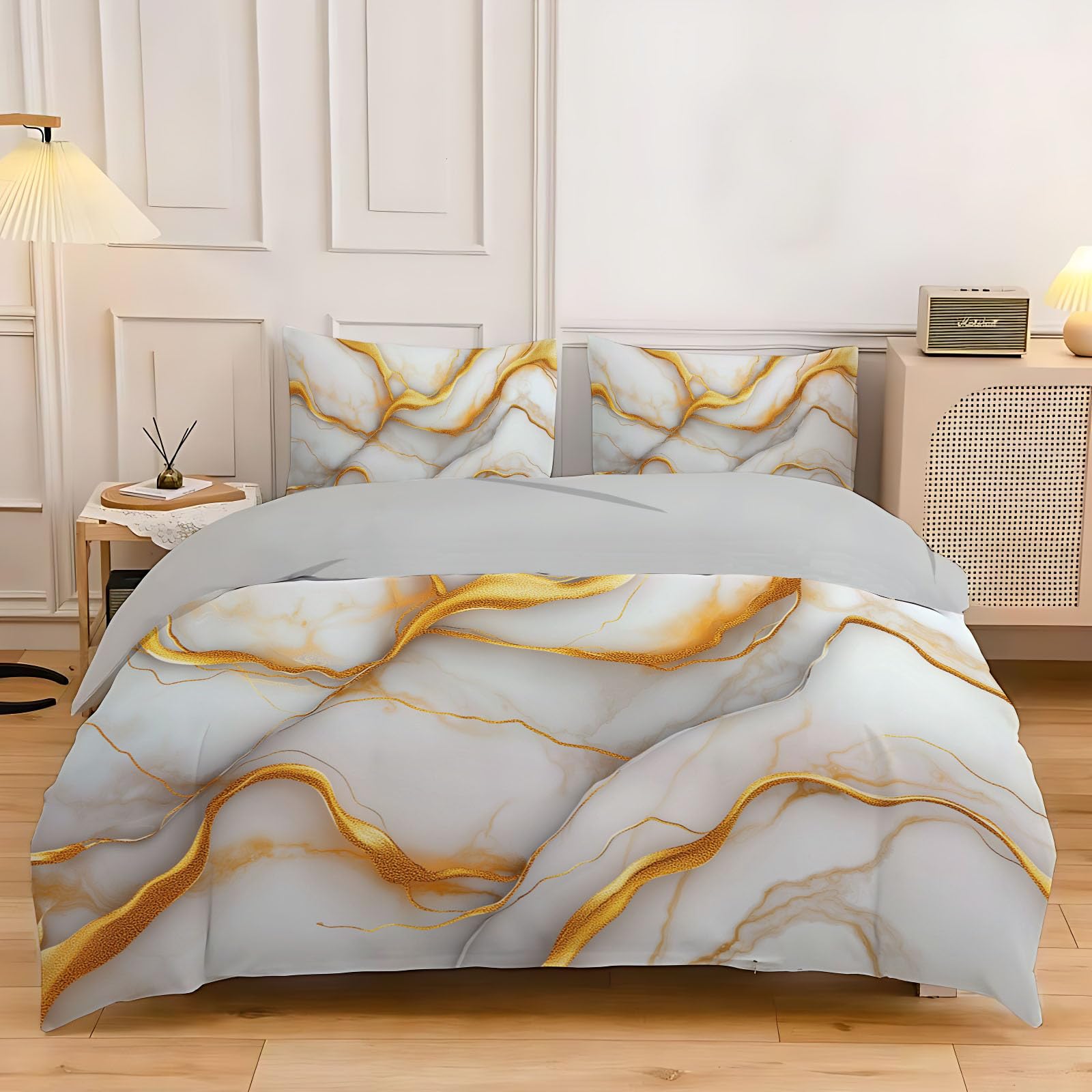 Parure de lit microfibre 110 g/cm² marbre pour literie ado