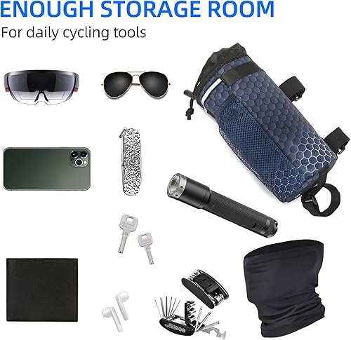 Miniatura 5 de Soporte para botella de agua para bicicleta, marco frontal, impermeable, tubo superior, diseño colmena, soporte para botella de agua para bicicleta,