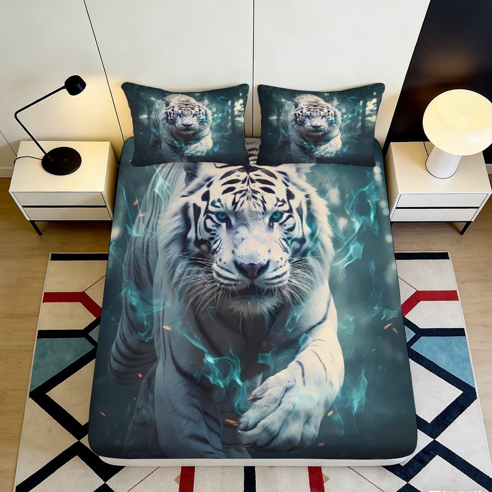 3D Printed Christmas Snow Scene Fitted Sheet Microfiber Non-Slip Deep Pocket Snow Bedroom Mattress Fitted Cover 120x200x25cm