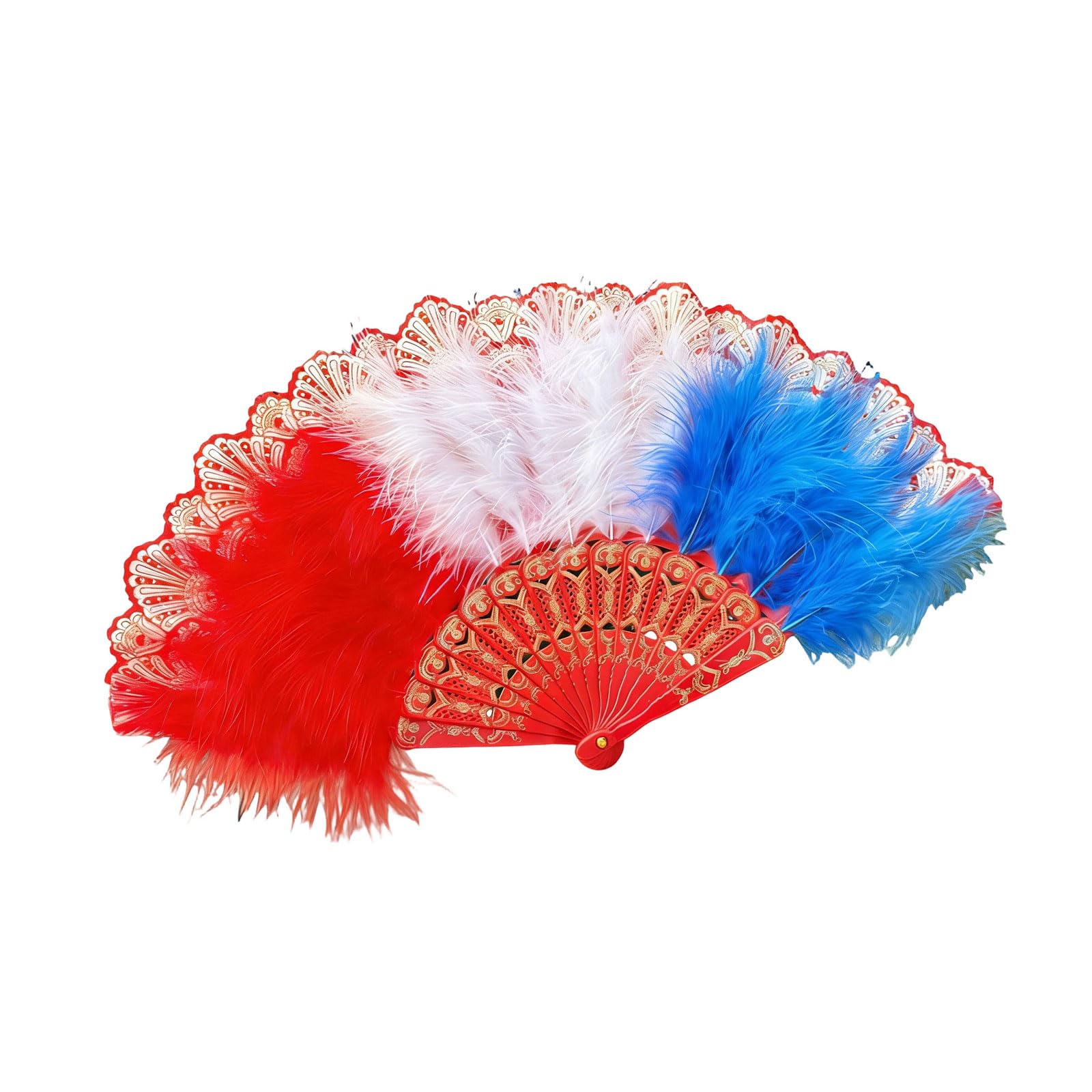 Buxuaaaa Chinese Styles Hand Held Fan Feathered Fan Retro Folding Fanning Flapper Hand Fanning for Costume Dancing Wedding Decors Dancing