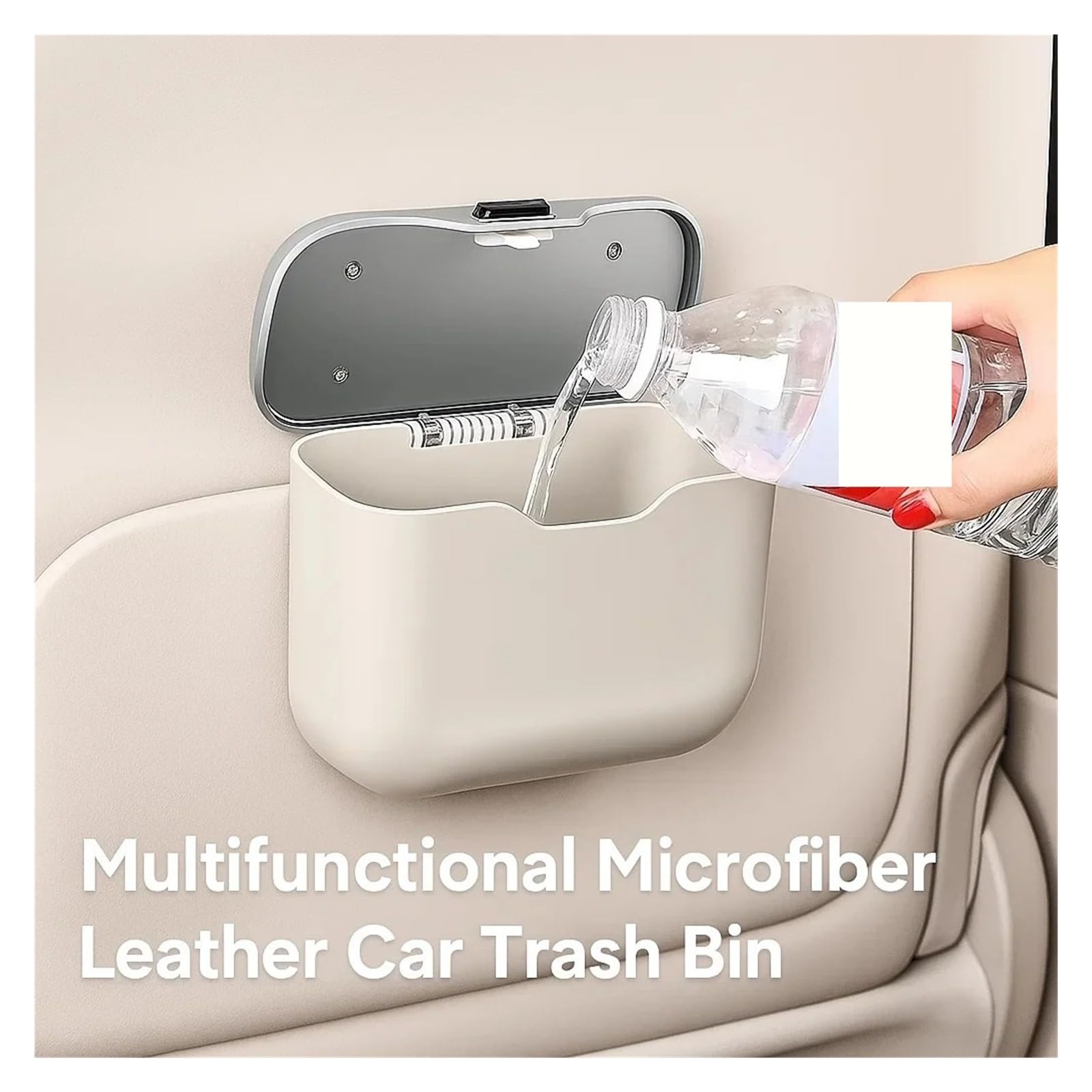 Auto Mülleimer Auto-Mülleimer Mit Deckelknopf Hängender Aufbewahrungsbehälter Für Den Nass- Und Trockengebrauch Innen-Organizer-Box Mini Autos Mülleimers(Black A)