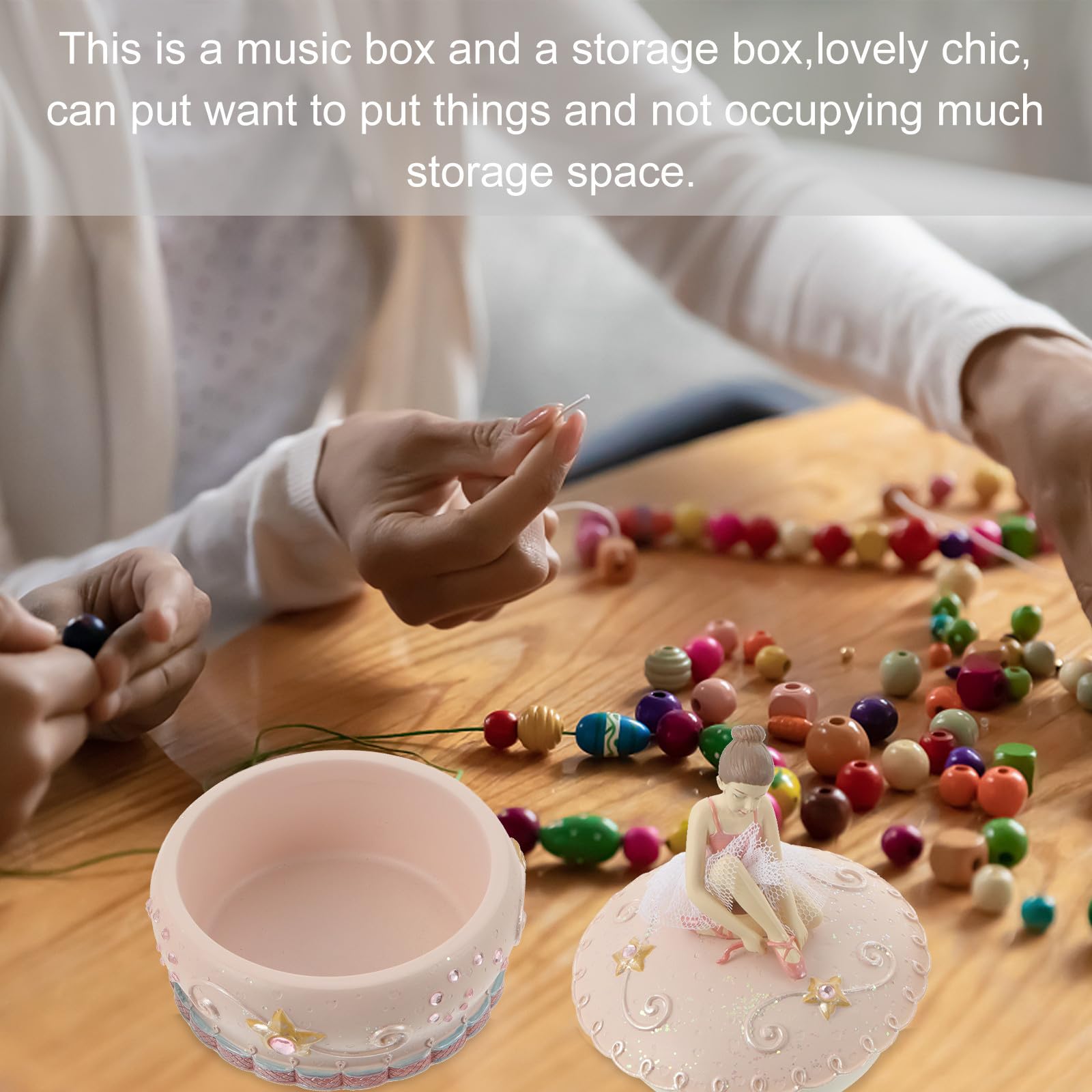 Toddmomy Ballett Spieluhr für Mädchen, Kleine Runde Kunstharz Dekobox Rosa