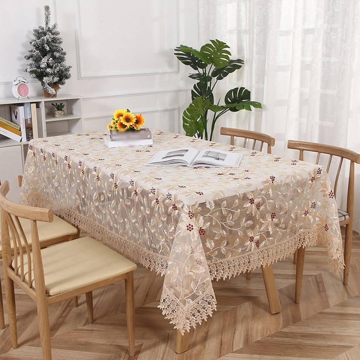 Amazon｜刺繍テーブルクロス レース刺繍の小さなテーブルクロス 長方形  
