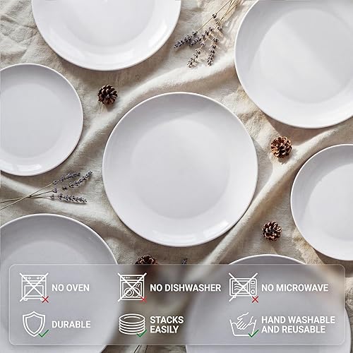 Miniatura 4 de KIRE 60 platos desechables blancos  Platos de plástico blanco resistentes para fiestasbodas  Incluye 30 platos llanos de 10.25 pulgadas y 30 platos