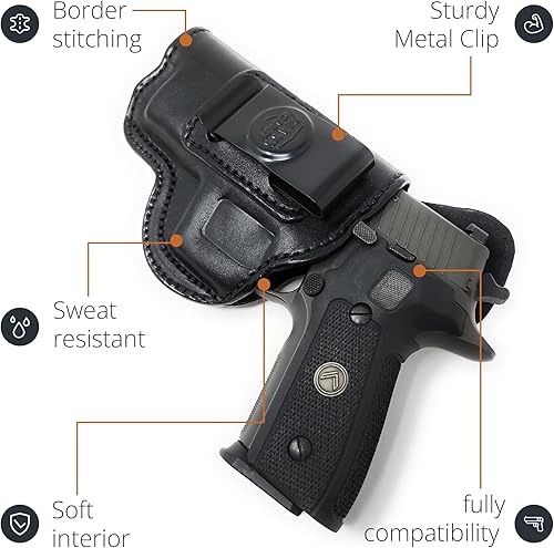 Miniatura 6 de Funda de cuero para el interior de la cintura, Maxx Carry by PH  Fundas ocultas IWB  Funda de cuero para pistola Sig Sauer P229  Funda de transporte