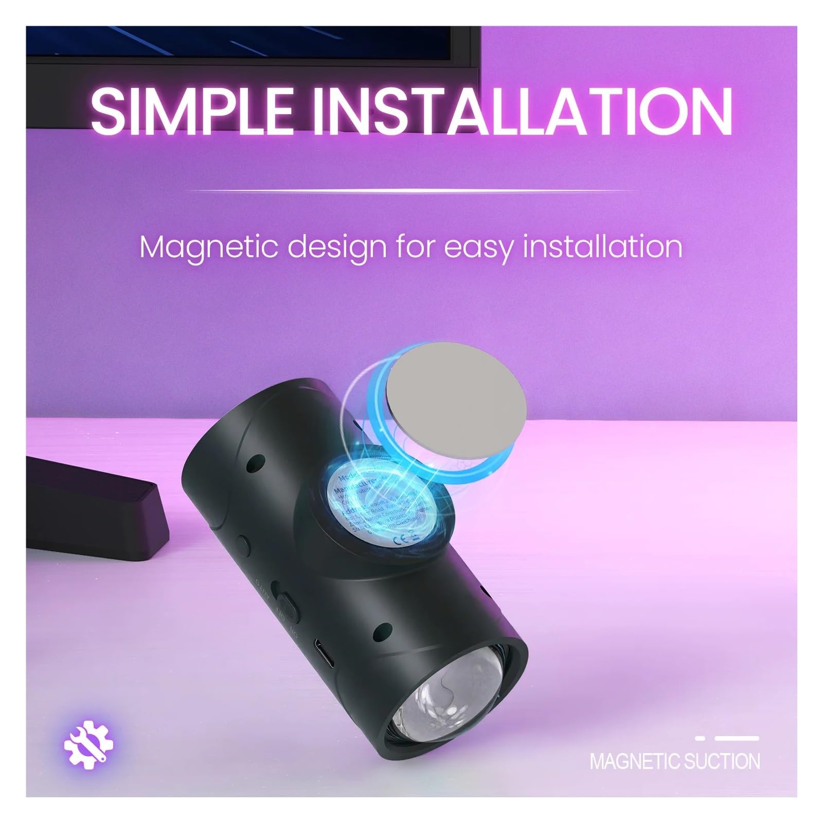 Luce LED con sensore di movimento, 8 effetti di luce, design su/giù, lampade da parete ricaricabili senza fili for interni, camera da letto, corridoio(BLACK-4PCS)