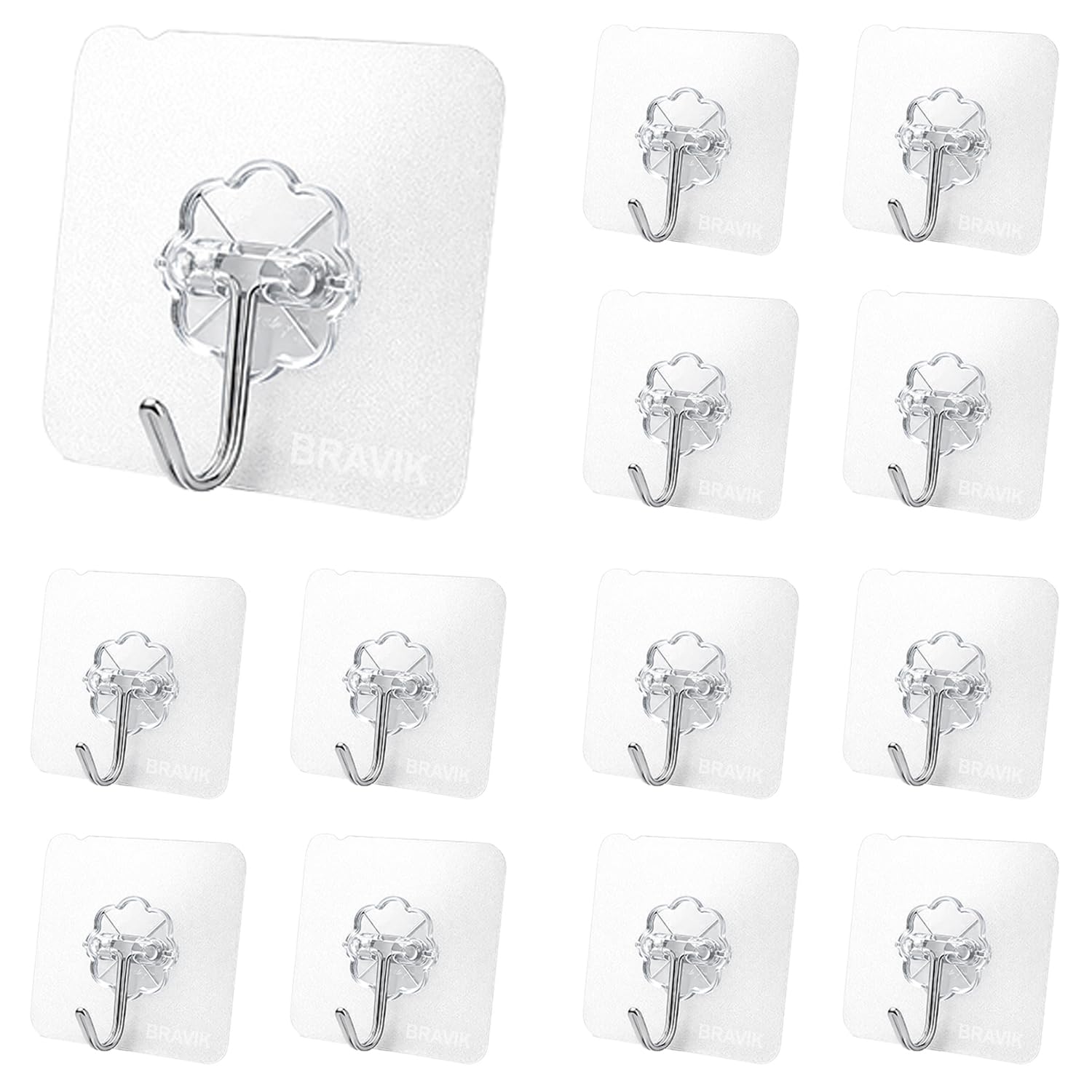 BRAVIK Self Adhesive Hooks - No Drill Wall Hangers -1
