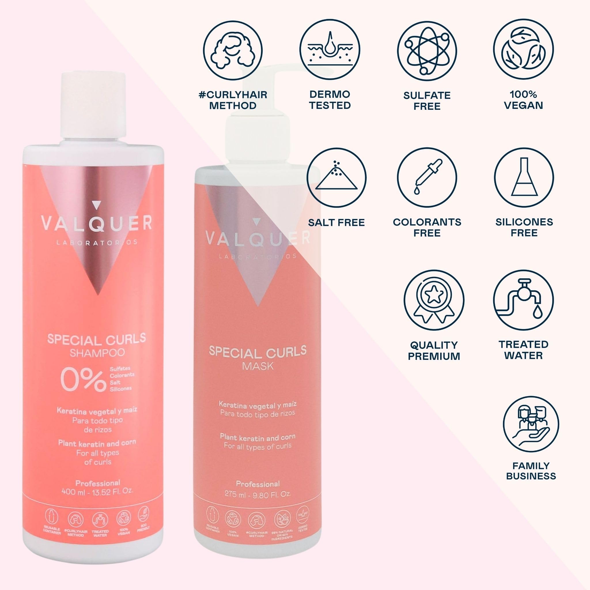 VALQUER Method Capelli Ricci Pack Shampoo + Maschera | 1 L + 975 ml